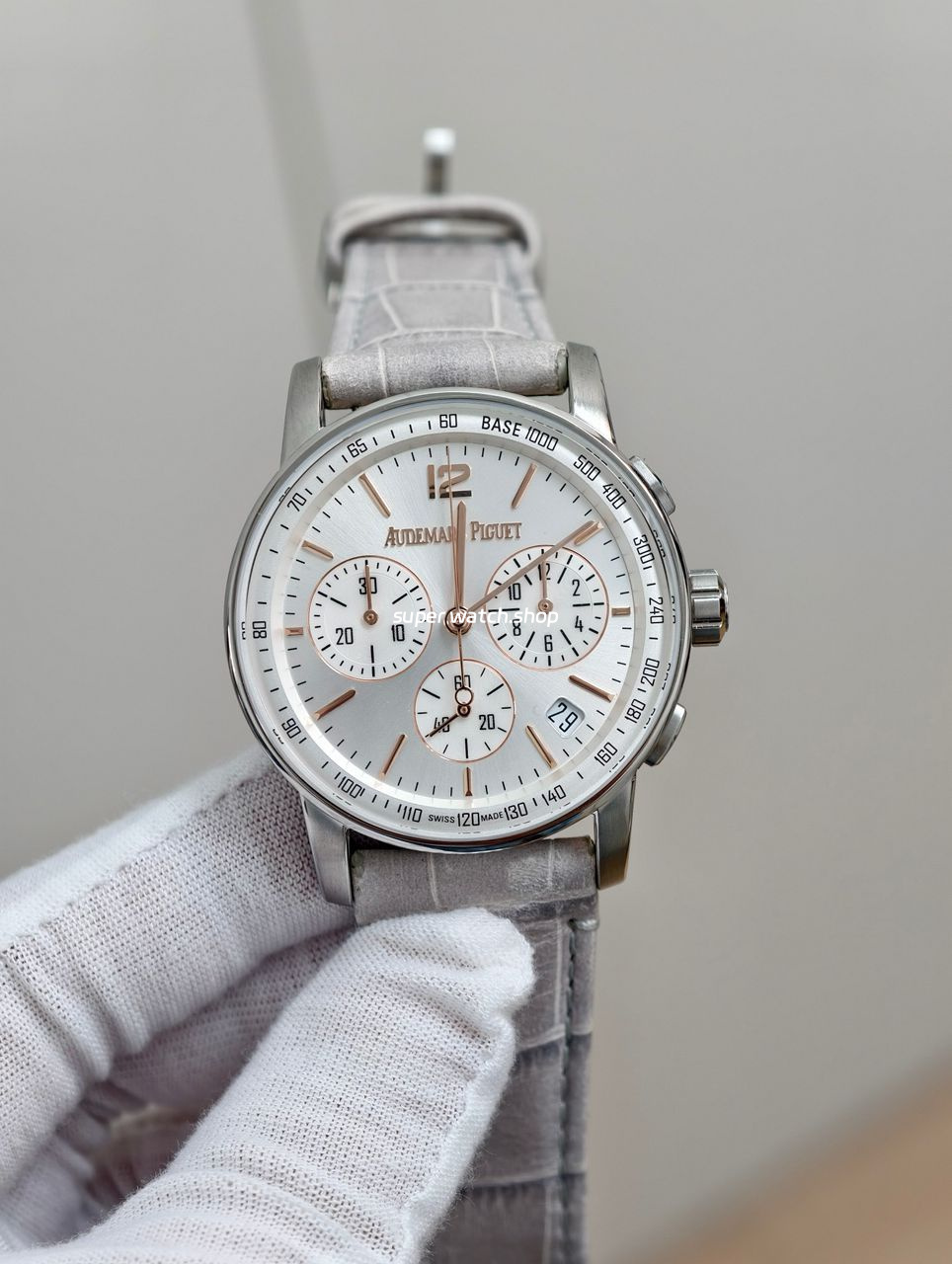 APS Factory Audemars Piguet Code 11.59 26393CR.OO.A008KB.01 41mm Rose Gold Steel Canvas Strap Silver Dial