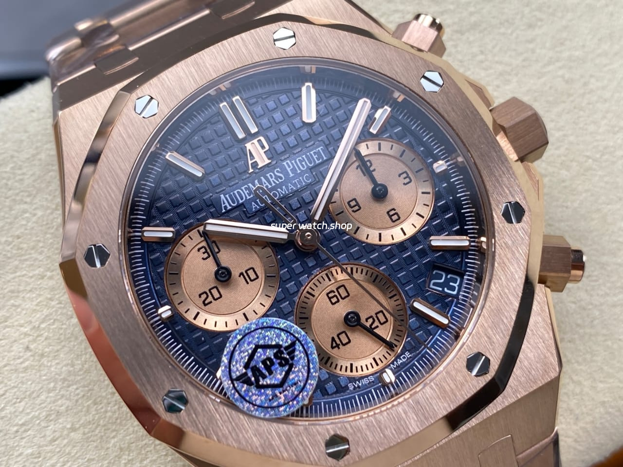 APS Factory Audemars Piguet Royal Oak Chronograph 26240OR.OO.D315CR.01 41mm Full Rose Gold Blue Dial - Image 2