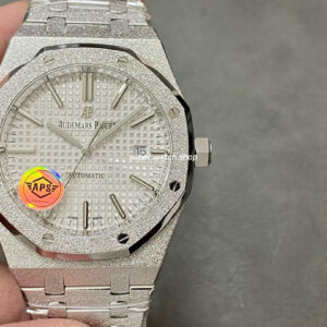 APS Factory Audemars Piguet Royal Oak Frosted Selfwinding 15410 41mm Full Frosted Steel White Dial