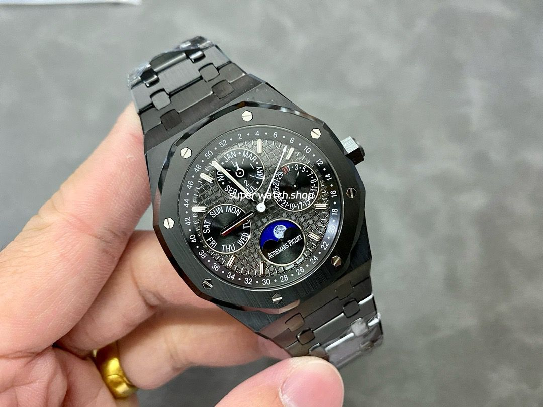 APS Factory Audemars Piguet Royal Oak Perpetual Calendar Selfeinding 41mm 26579CB.OO.1225CB.01 Full Black Ceramic Black Dial - Image 4