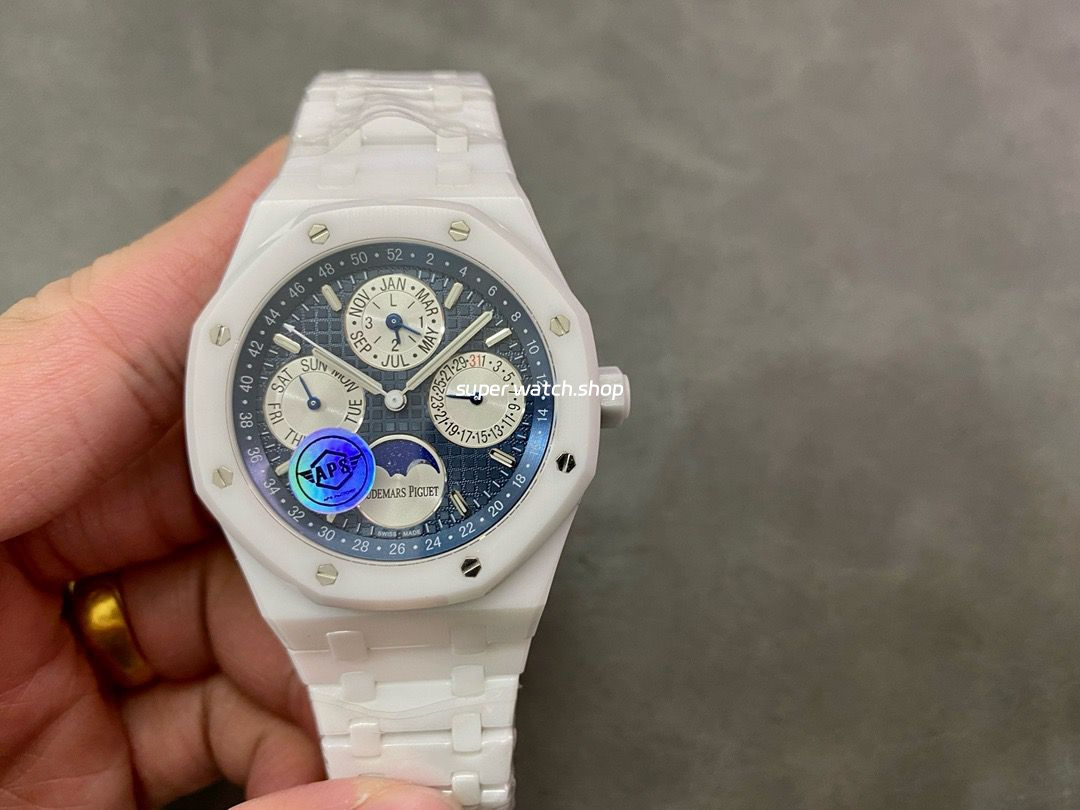 APS Factory Audemars Piguet Royal Oak Perpetual Calendar Selfeinding 41mm 26579CB.OO.1225CB.01 Full White Ceramic Blue Dial