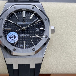 APS Factory Audemars Piguet Royal Oak Selfwinding 15400 41mm Steel Rubber Strap Black Dial