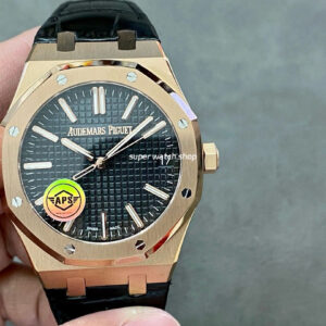 APS Factory Audemars Piguet Royal Oak Selfwinding 41mm 15510OR.OO.D002CR.02 Rose Gold Leather Black Dial