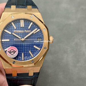 APS Factory Audemars Piguet Royal Oak Selfwinding 41mm 15510OR.OO.D315CR.02 Rose Gold Leather Blue Dial
