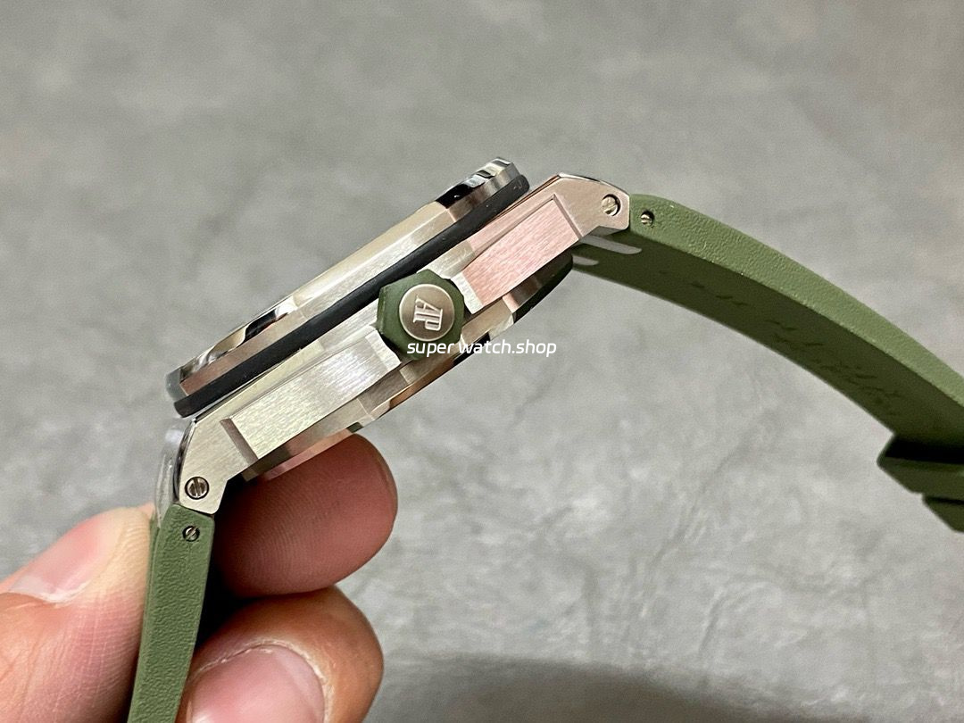 APS Factory Audemars Piguet Royal Oak Selfwinding 42mm 15710 Rubber Strap Green Dial - Image 6