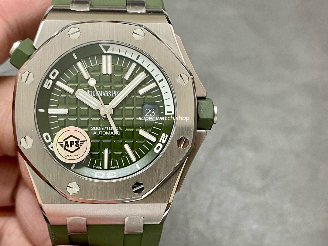 APS Factory Audemars Piguet Royal Oak Selfwinding 42mm 15710 Rubber Strap Green Dial