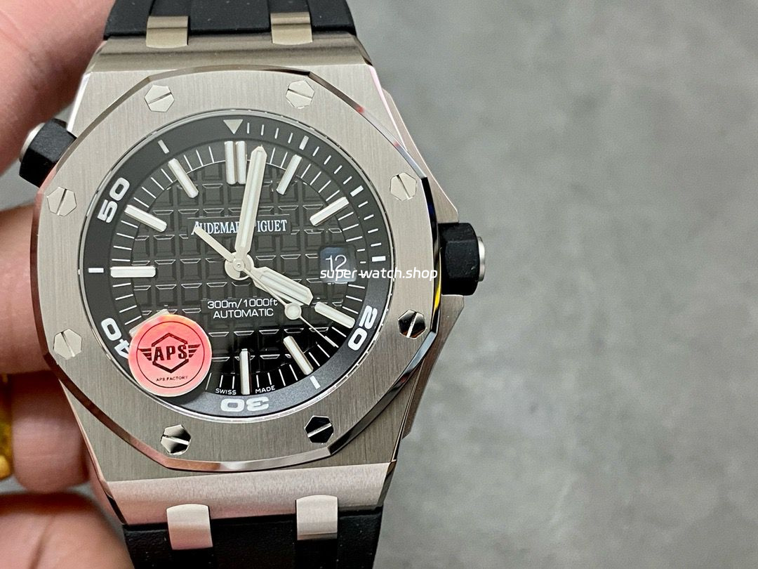 APS Factory Audemars Piguet Royal Oak Selfwinding 42mm 15710ST.OO.A002CA.01 Rubber Strap Black Dial