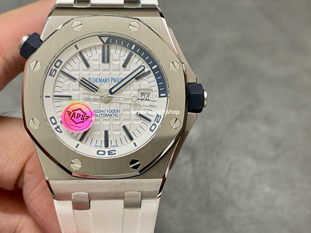 APS Factory Audemars Piguet Royal Oak Selfwinding 42mm 15710ST.OO.A002CA.02 Rubber Strap White Dial