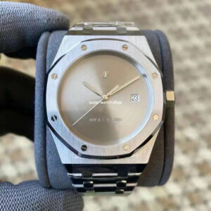 APS Factory Counterweight Audemars Piguet Royal Oak Selfwinding 41mm 15400OR.OO.D088CR.01 Rose Gold Leather Strap Silver Dial