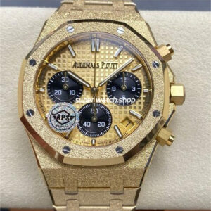 APS Factory Frosted Audemars Piguet Royal Oak Chronograph 26240BA.GG.1324BA.01 41mm Full Frosted Yellow Gold Black Eye Yellow Gold Dial