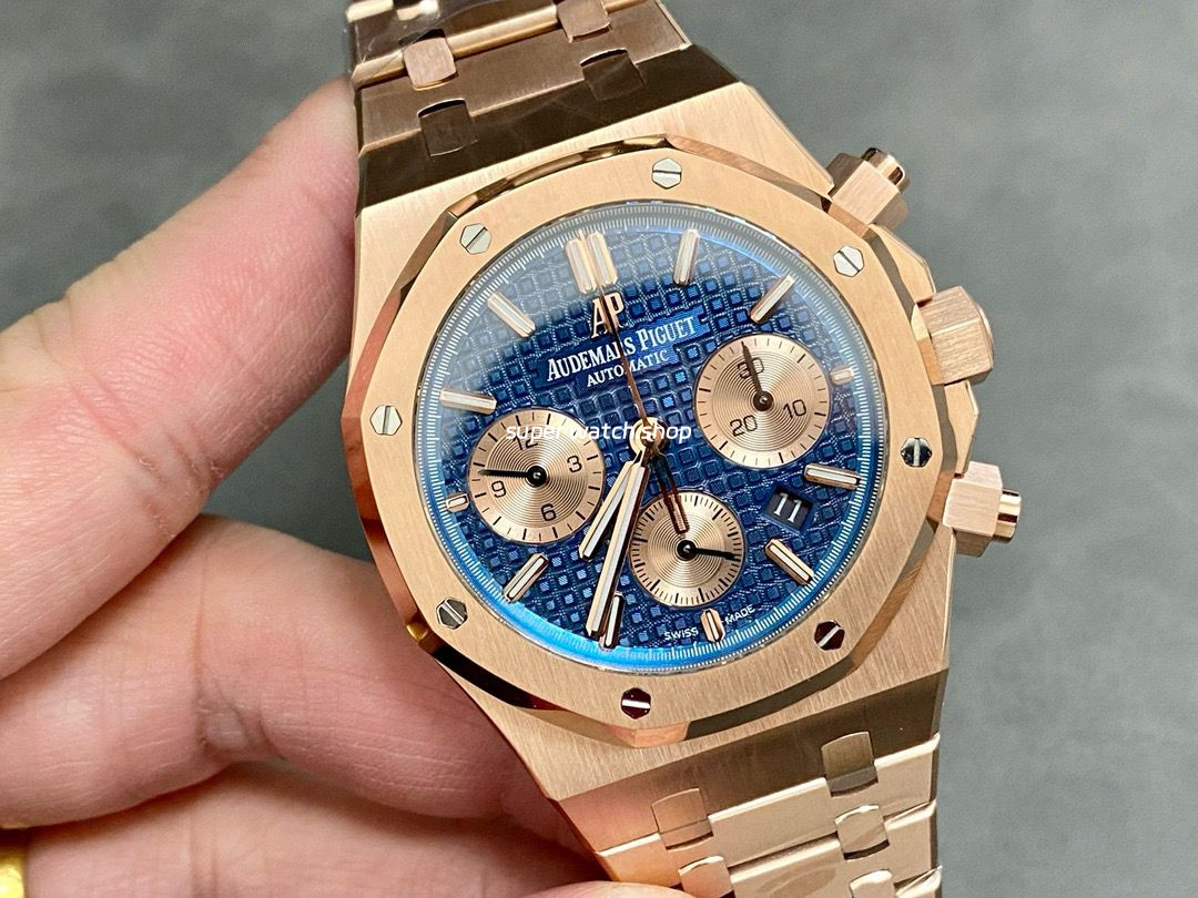 BF Factory Audemars Piguet Royal Oak Chronograph 26239OR.OO.1220OR.01 41mm Full Rose Gold Blue Dial - Image 2
