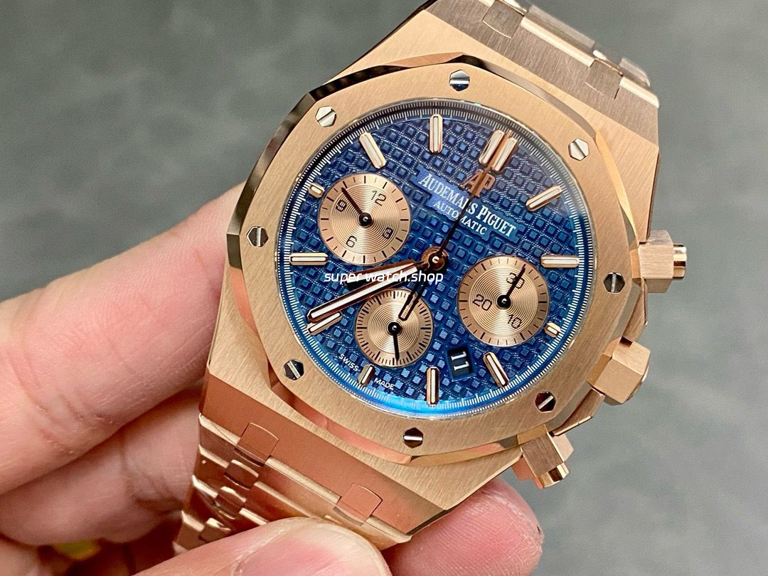 BF Factory Audemars Piguet Royal Oak Chronograph 26239OR.OO.1220OR.01 41mm Full Rose Gold Blue Dial - Image 3