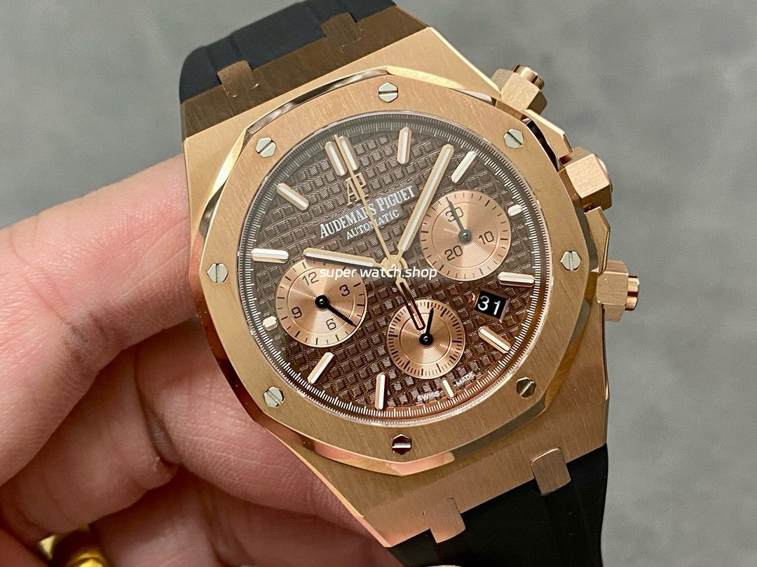 BF Factory Audemars Piguet Royal Oak Chronograph 26239OR.OO.D821CR.01 41mm Rose Gold Rubber Strap Brown Dial - Image 2