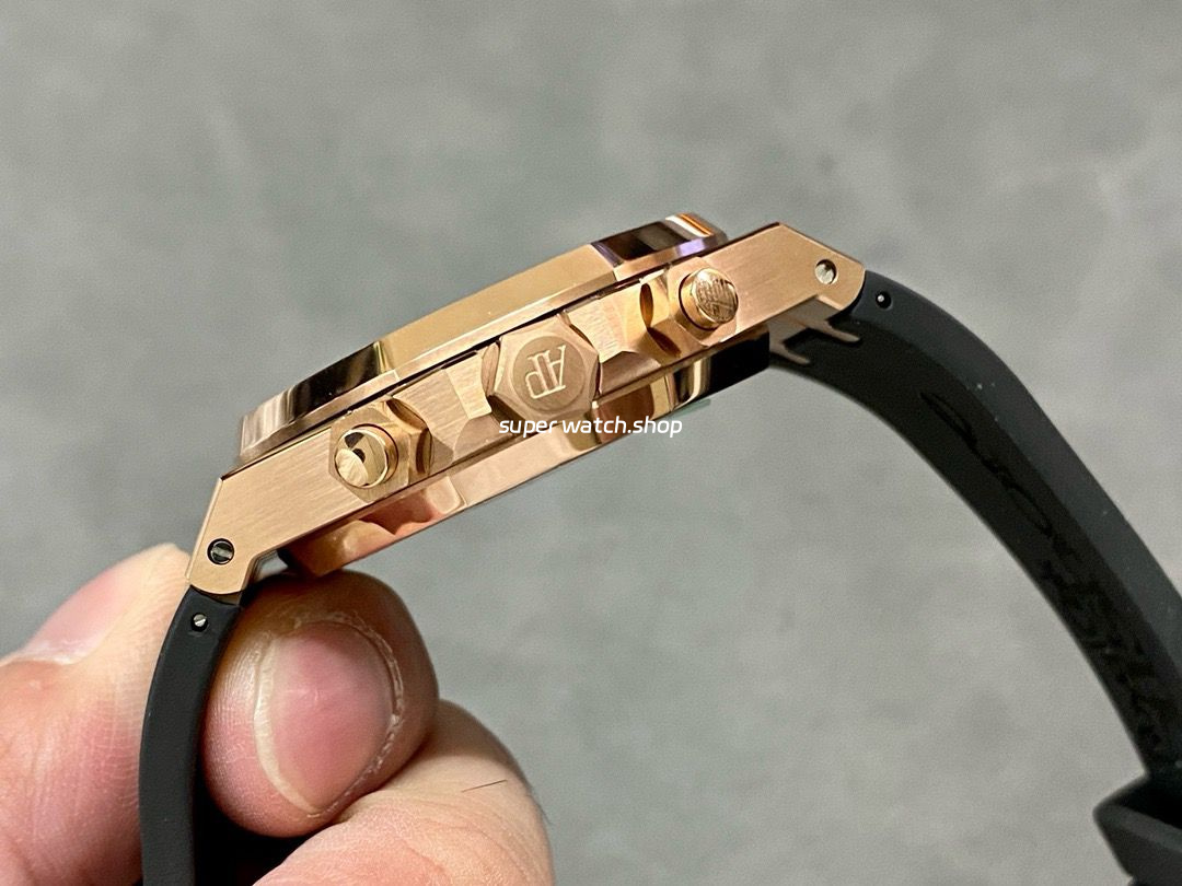 BF Factory Audemars Piguet Royal Oak Chronograph 26239OR.OO.D821CR.01 41mm Rose Gold Rubber Strap Brown Dial - Image 6