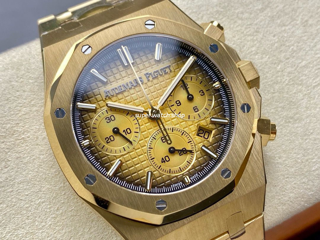 BF Factory Audemars Piguet Royal Oak Chronograph 26240BA.OO.1320BA.02 41mm Full Yellow Gold Champagne Dial - Image 2