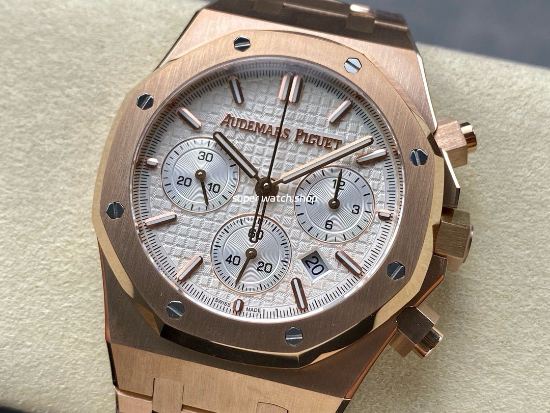 BF Factory Audemars Piguet Royal Oak Chronograph 26240OR.OO.1320OR.03 41mm Full Rose Gold White Dial - Image 3
