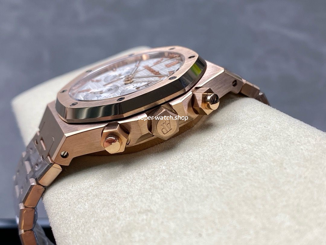 BF Factory Audemars Piguet Royal Oak Chronograph 26240OR.OO.1320OR.03 41mm Full Rose Gold White Dial - Image 7