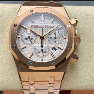 BF Factory Audemars Piguet Royal Oak Chronograph 26240OR.OO.1320OR.03 41mm Full Rose Gold White Dial
