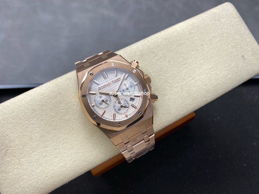 BF Factory Audemars Piguet Royal Oak Chronograph 26240OR.OO.1320OR.03 41mm Full Rose Gold White Dial - Image 4