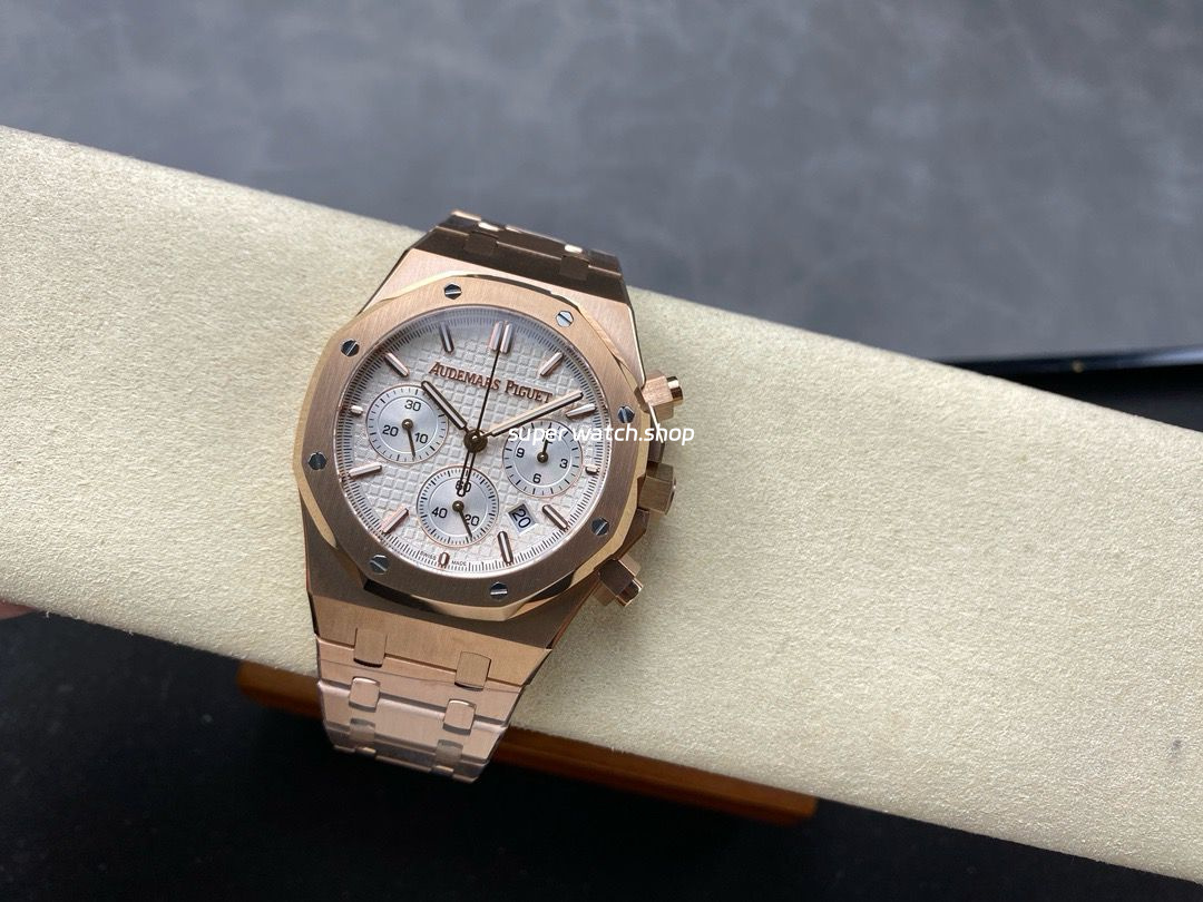 BF Factory Audemars Piguet Royal Oak Chronograph 26240OR.OO.1320OR.03 41mm Full Rose Gold White Dial - Image 5