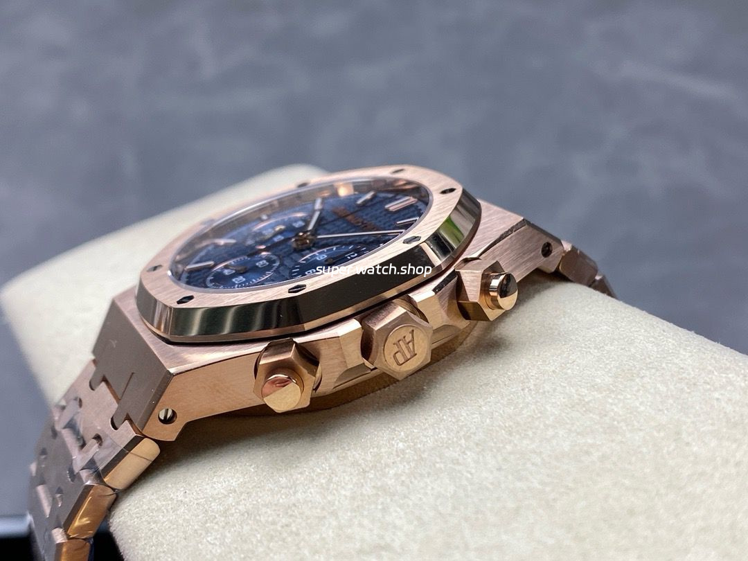 BF Factory Audemars Piguet Royal Oak Chronograph 26240OR.OO.1320OR.05 41mm Full Rose Gold Blue Dial - Image 6