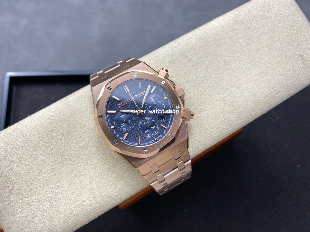 BF Factory Audemars Piguet Royal Oak Chronograph 26240OR.OO.1320OR.05 41mm Full Rose Gold Blue Dial - Image 4