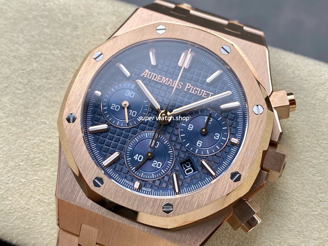 BF Factory Audemars Piguet Royal Oak Chronograph 26240OR.OO.1320OR.05 41mm Full Rose Gold Blue Dial - Image 3