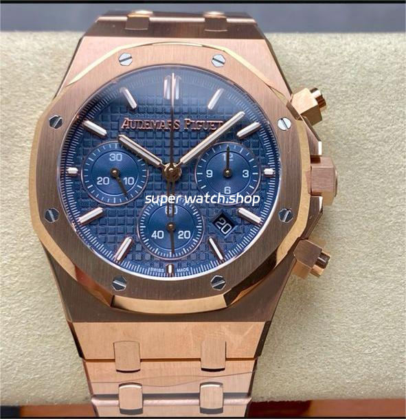 BF Factory Audemars Piguet Royal Oak Chronograph 26240OR.OO.1320OR.05 41mm Full Rose Gold Blue Dial