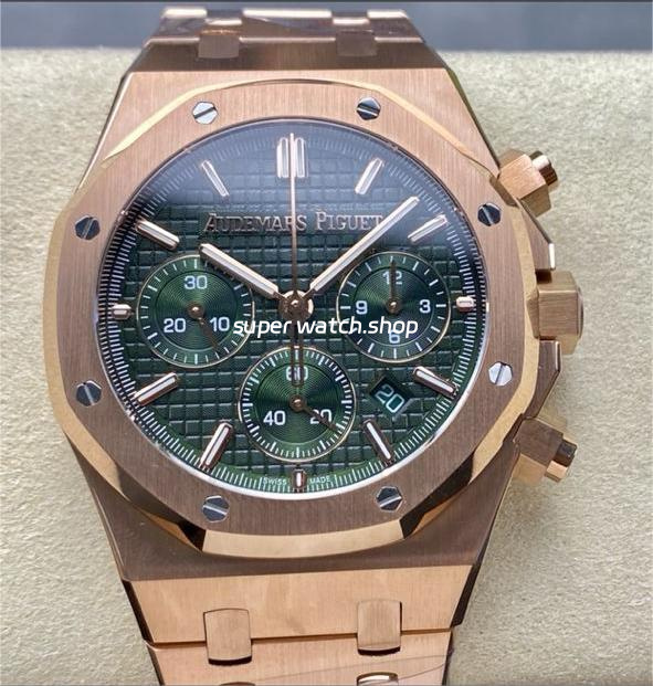 BF Factory Audemars Piguet Royal Oak Chronograph 26240OR.OO.1320OR.08 41mm Full Rose Gold Green Dial