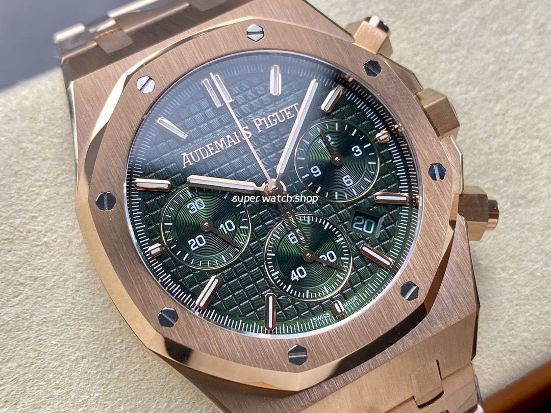 BF Factory Audemars Piguet Royal Oak Chronograph 26240OR.OO.1320OR.08 41mm Full Rose Gold Green Dial - Image 2