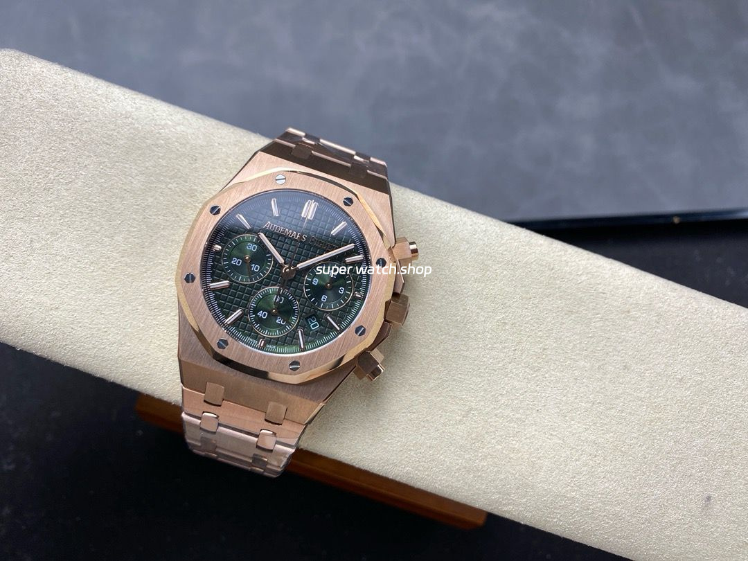 BF Factory Audemars Piguet Royal Oak Chronograph 26240OR.OO.1320OR.08 41mm Full Rose Gold Green Dial - Image 5