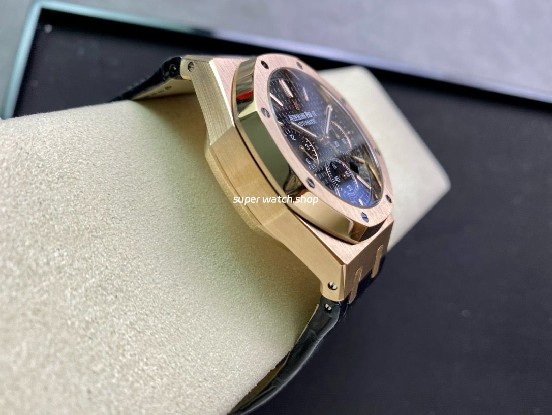 BF Factory Audemars Piguet Royal Oak Chronograph 26240OR.OO.D002CR.02 41mm Rose Gold Leather Strap Black Dial - Image 5