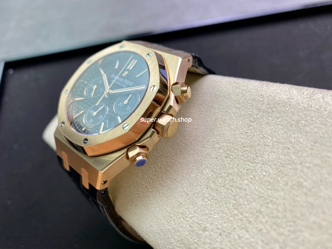 BF Factory Audemars Piguet Royal Oak Chronograph 26240OR.OO.D002CR.02 41mm Rose Gold Leather Strap Black Dial - Image 6