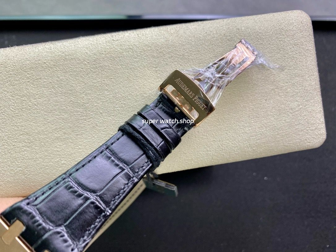 BF Factory Audemars Piguet Royal Oak Chronograph 26240OR.OO.D002CR.02 41mm Rose Gold Leather Strap Black Dial - Image 8