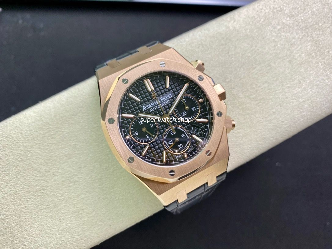BF Factory Audemars Piguet Royal Oak Chronograph 26240OR.OO.D002CR.02 41mm Rose Gold Leather Strap Black Dial - Image 4