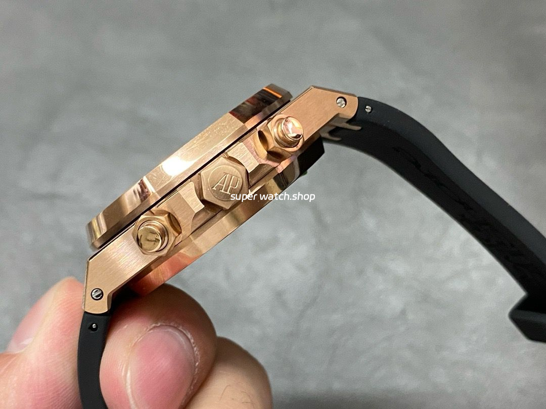 BF Factory Audemars Piguet Royal Oak Chronograph 26320OR.OO.1220OR.02 41mm Rose Gold Rubber Strap White Dial - Image 6