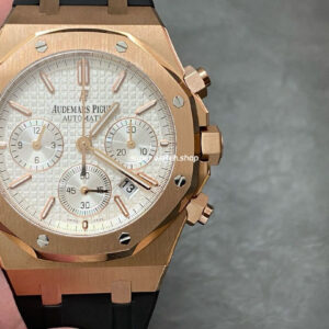 BF Factory Audemars Piguet Royal Oak Chronograph 26320OR.OO.1220OR.02 41mm Rose Gold Rubber Strap White Dial