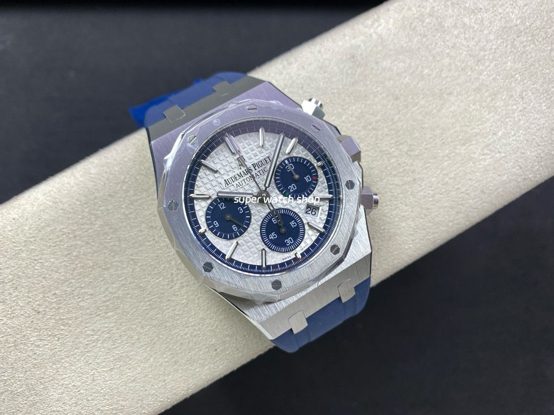 BF Factory Audemars Piguet Royal Oak Chronograph 26326ST.OO.D027CA.01 41mm Steel Rubber Strap Blue Eye Silver Dial - Image 4