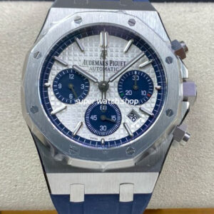 BF Factory Audemars Piguet Royal Oak Chronograph 26326ST.OO.D027CA.01 41mm Steel Rubber Strap Blue Eye Silver Dial