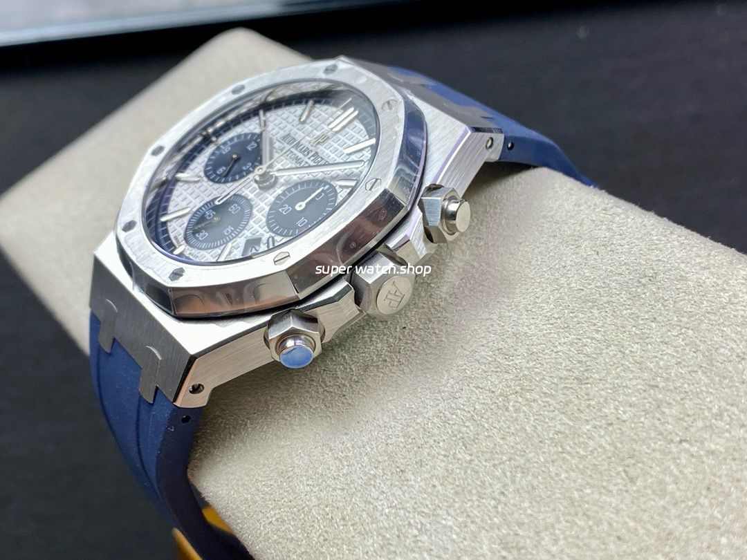BF Factory Audemars Piguet Royal Oak Chronograph 26326ST.OO.D027CA.01 41mm Steel Rubber Strap Blue Eye Silver Dial - Image 7