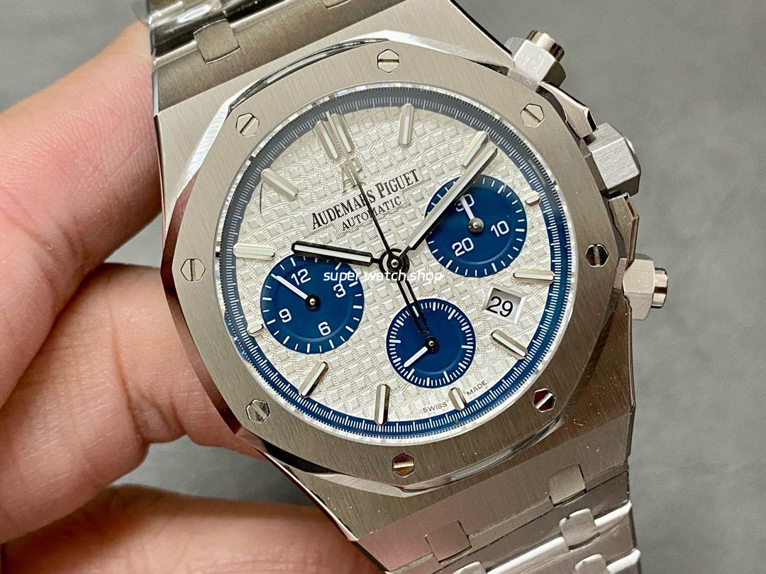 BF Factory Audemars Piguet Royal Oak Chronograph 26326ST.OO.D027CA.01 41mm Full Steel Blue Eye White Dial - Image 2
