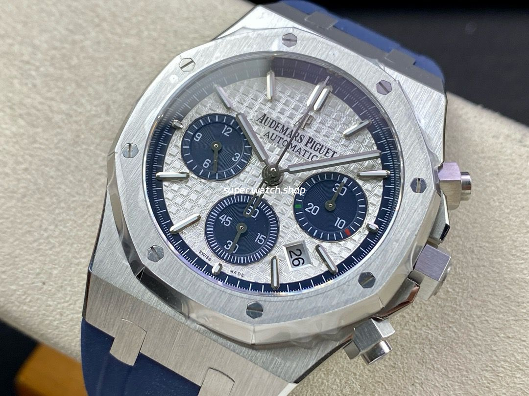 BF Factory Audemars Piguet Royal Oak Chronograph 26326ST.OO.D027CA.01 41mm Steel Rubber Strap Blue Eye Silver Dial - Image 3