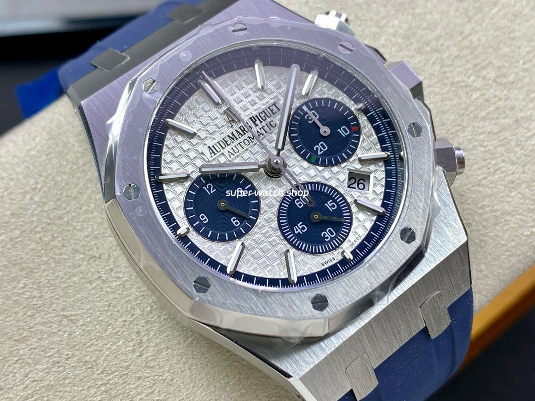 BF Factory Audemars Piguet Royal Oak Chronograph 26326ST.OO.D027CA.01 41mm Steel Rubber Strap Blue Eye Silver Dial - Image 2