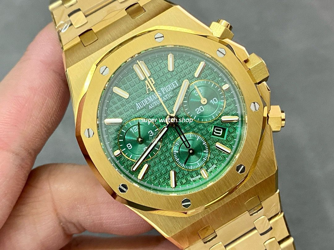 BF Factory Audemars Piguet Royal Oak Chronograph 26331BA.OO.1220BA.02 41mm Full Yellow Gold Green Dial - Image 2