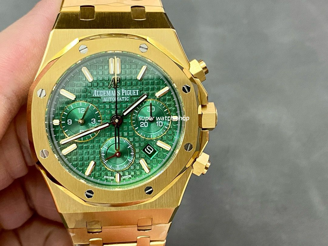BF Factory Audemars Piguet Royal Oak Chronograph 26331BA.OO.1220BA.02 41mm Full Yellow Gold Green Dial