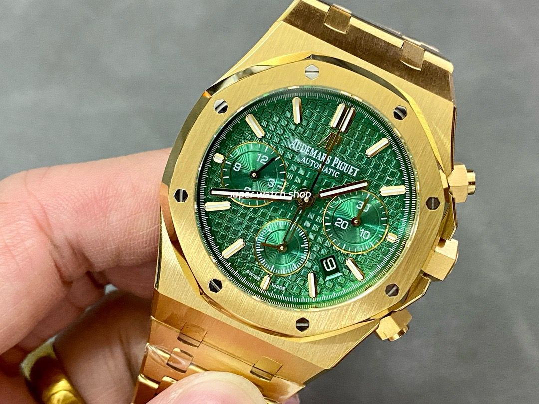 BF Factory Audemars Piguet Royal Oak Chronograph 26331BA.OO.1220BA.02 41mm Full Yellow Gold Green Dial - Image 3
