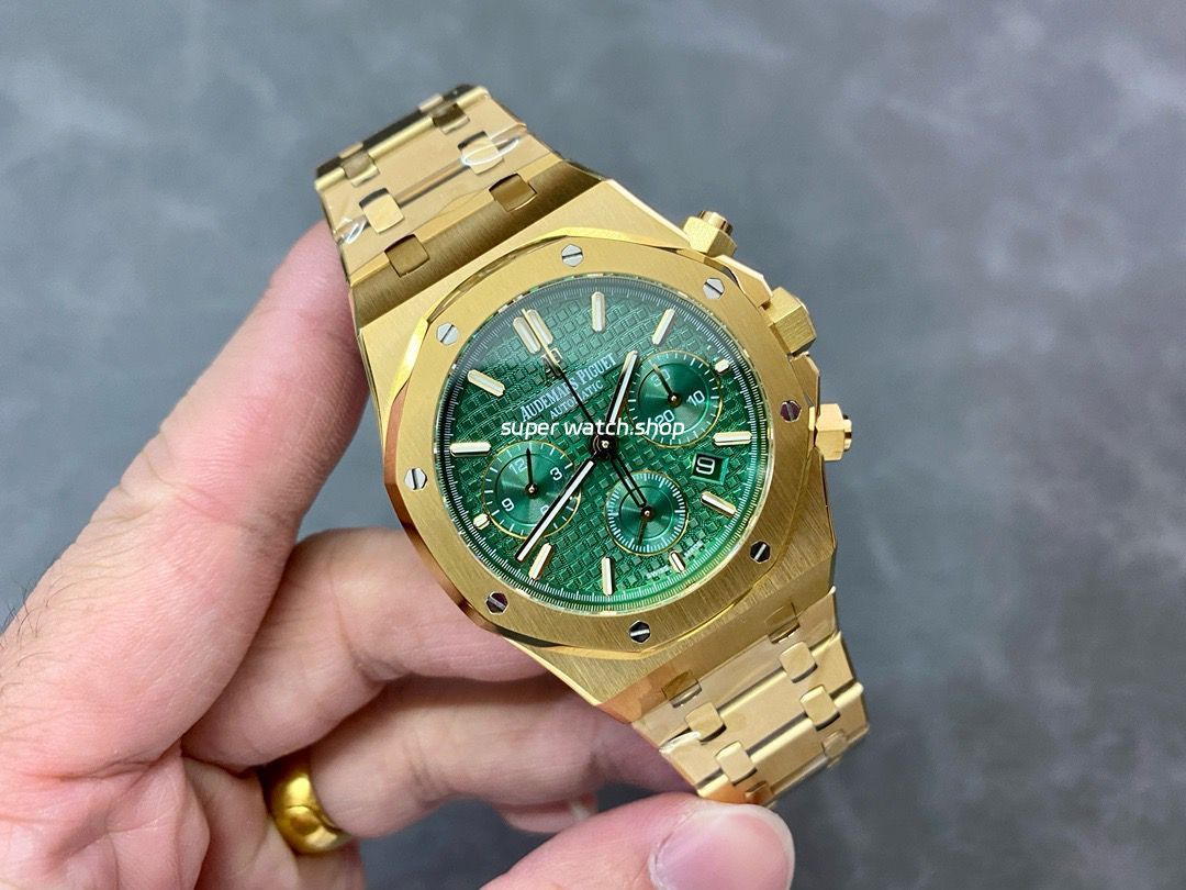 BF Factory Audemars Piguet Royal Oak Chronograph 26331BA.OO.1220BA.02 41mm Full Yellow Gold Green Dial - Image 4