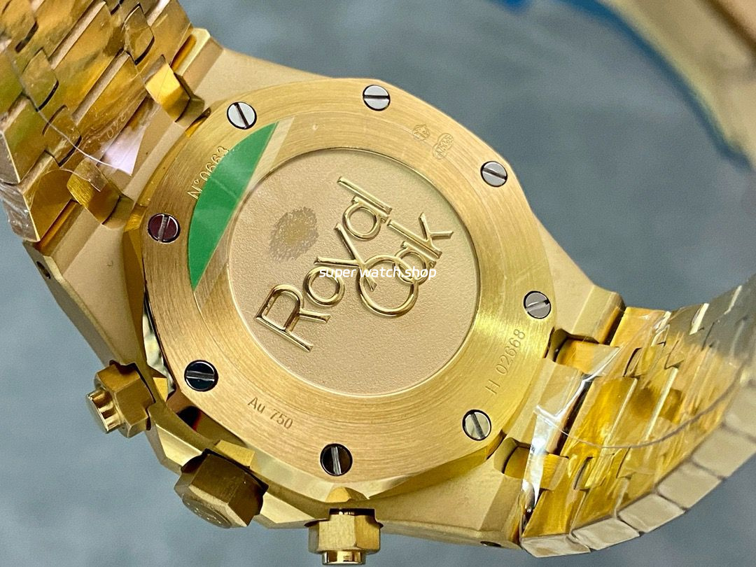 BF Factory Audemars Piguet Royal Oak Chronograph 26331BA.OO.1220BA.02 41mm Full Yellow Gold Green Dial - Image 7