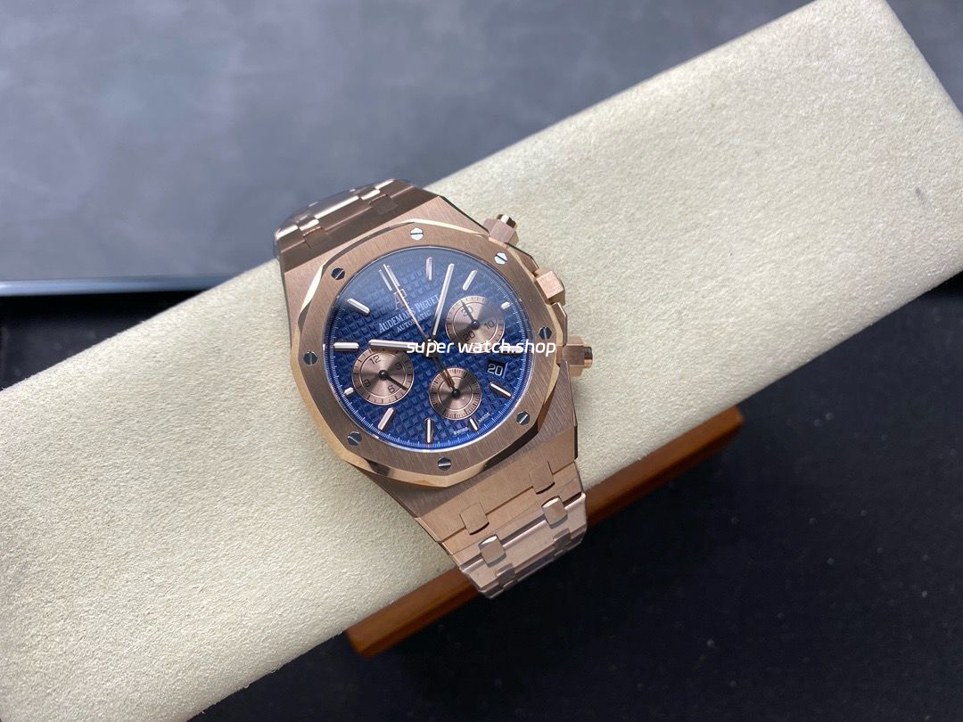 BF Factory Audemars Piguet Royal Oak Chronograph 26331OR.OO.1220OR.01 41mm Full Rose Gold Rose Gold Eye Blue Dial - Image 4