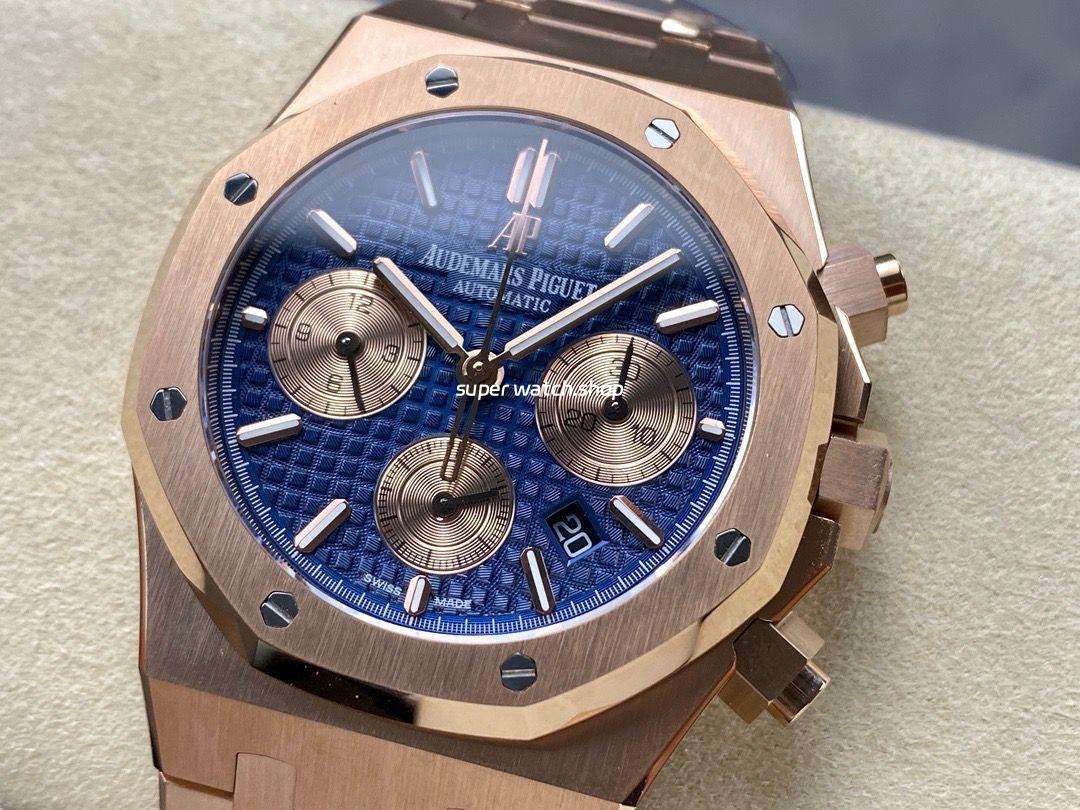 BF Factory Audemars Piguet Royal Oak Chronograph 26331OR.OO.1220OR.01 41mm Full Rose Gold Rose Gold Eye Blue Dial - Image 3
